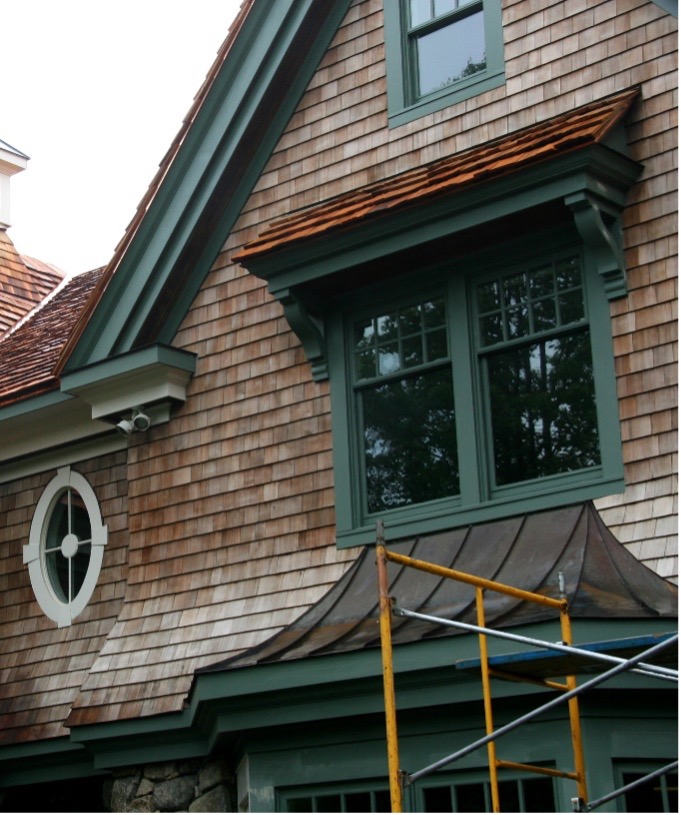 Shingle-style timber frame home window