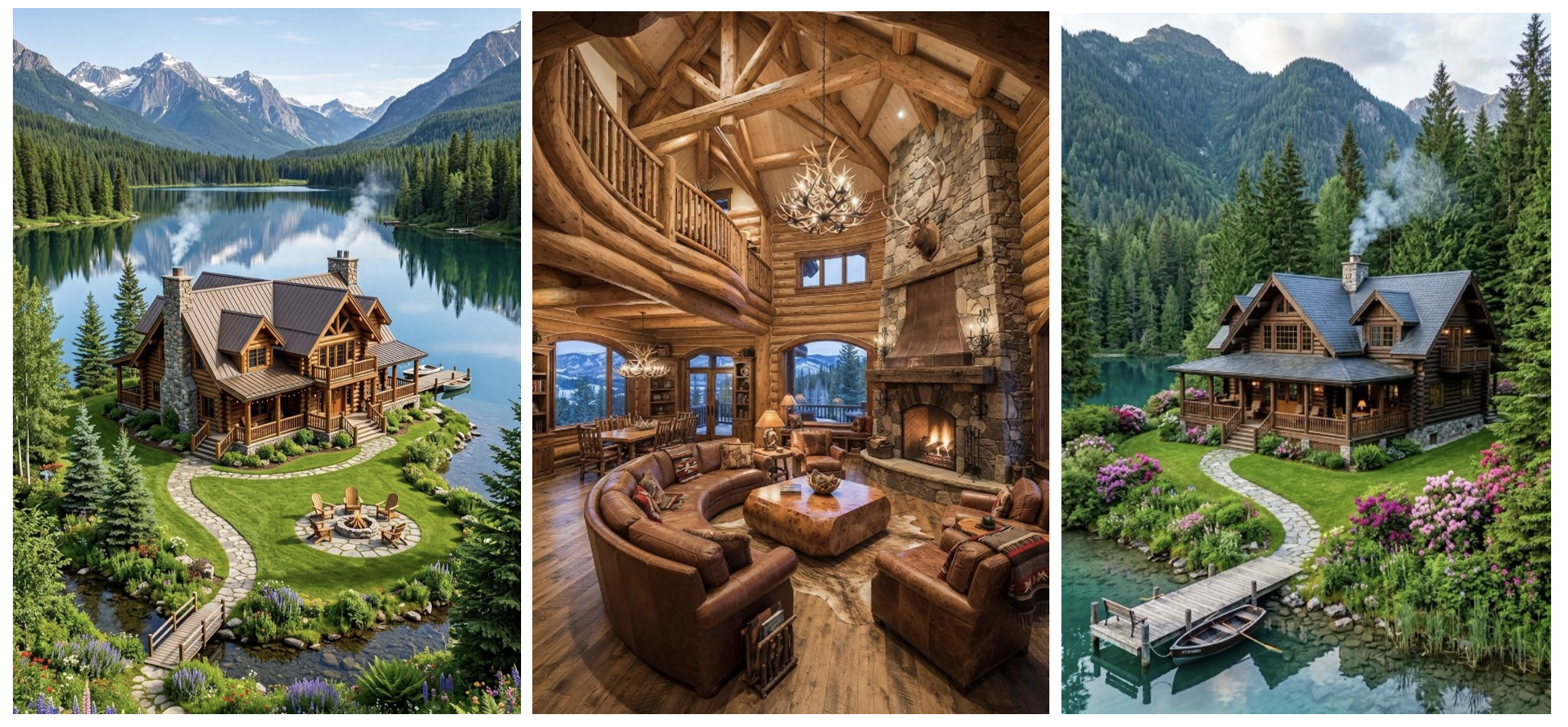 photos of fake log homes generated by ai